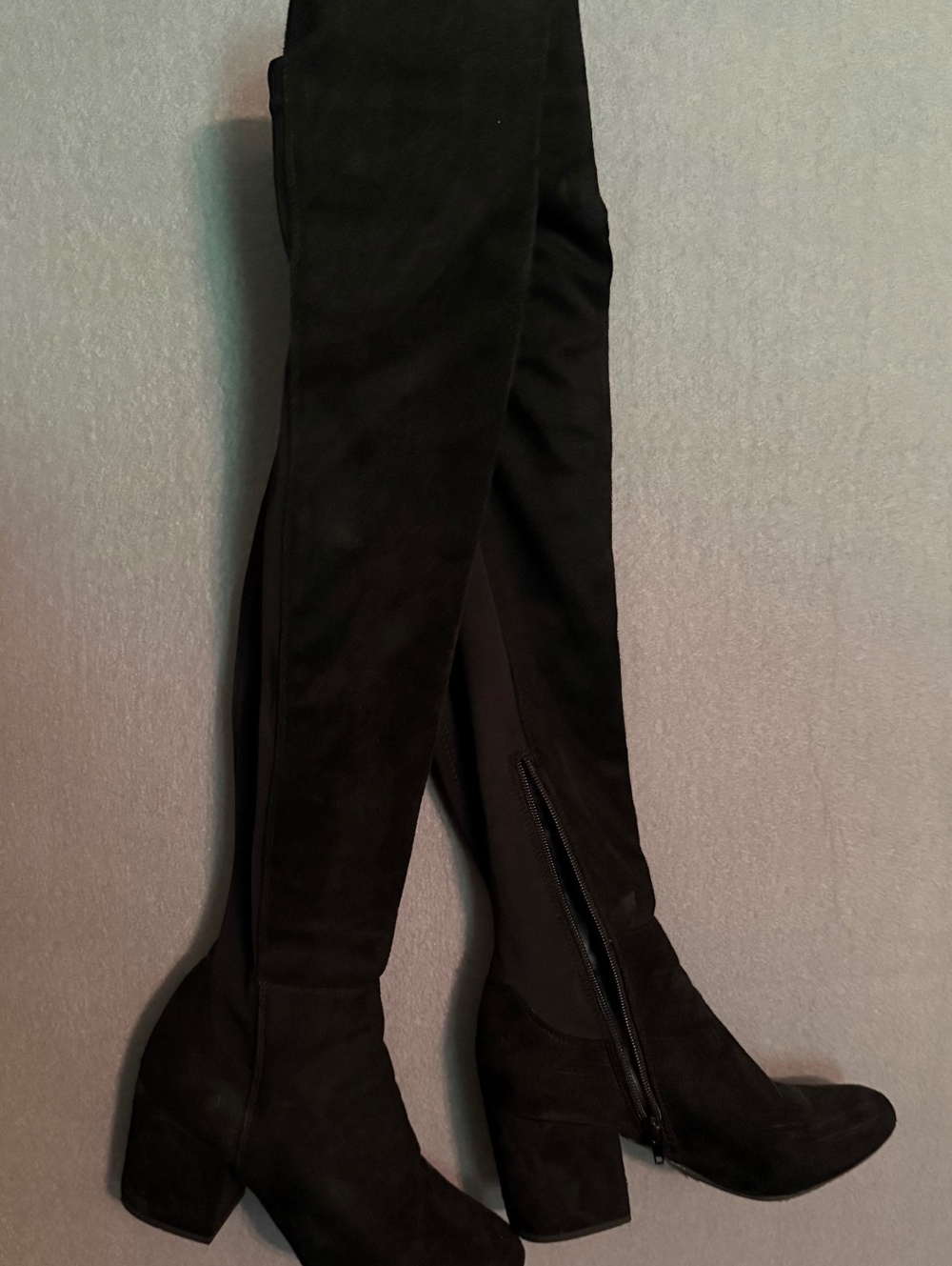 Black Over-the-Knee Block Heel Boots Size 6.5